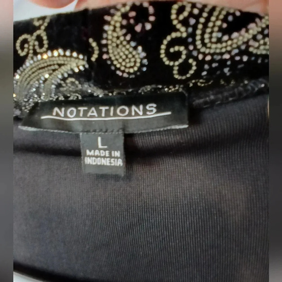 Notations womens Large black velvet layered black sparkly shirt party event - Picture 6 of 10